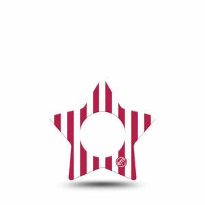 ExpressionMed Red Stripes Freestyle Libre, Libre 2 Plus, and Abbott Lingo Star, Single Tape Classic red stripe Decorative Patch for CGM