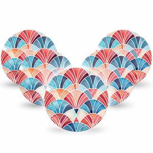 ExpressionMed Watercolor Fan Dexcom G7 and Dexcom Stelo Glucose Biosensor System OverPatch, 5-Pack Summertime fan print Patch for Continuous Glucose Monitor