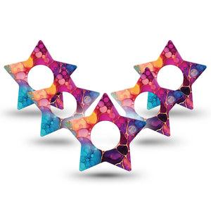 ExpressionMed Rainbow Ink Infusion Star, 10-Pack Color wash design Waterproof Sensor Cover For Pump