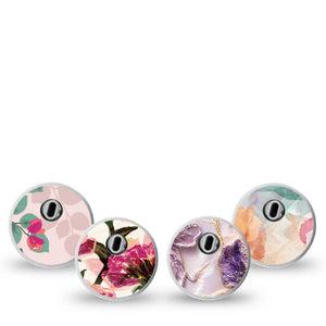 ExpressionMed Warm Florals Freestyle Libre 3 and Libre 3 Plus Sticker, 4-Pack Sticker Pale pink garden Vinyl Decoration for CGM