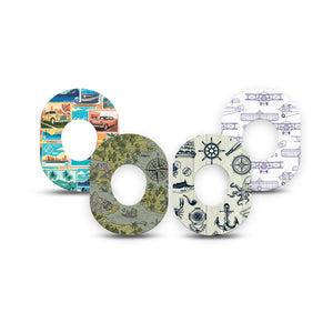 ExpressionMed Vintage Voyager Variety Pack Dexcom G7 Mini Tape, Dexcom Stelo Glucose Biosensor System, 4-Pack Tape Variety Map Adventure, Patch Continuous Glucose Monitor Design