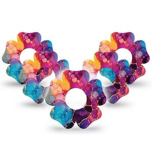 ExpressionMed Rainbow Ink Infusion Flower, 10-Pack Fluid ink artwork Fixing Ring Patch For Pump