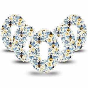 ExpressionMed Busy Bees Dexcom G6, 5-Pack Navy and gold bees Best Covers for CGM