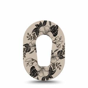 ExpressionMed Low Tide Dexcom G6 Mini, Single Tape Minimal floral illustration Adhesive Tape for CGM