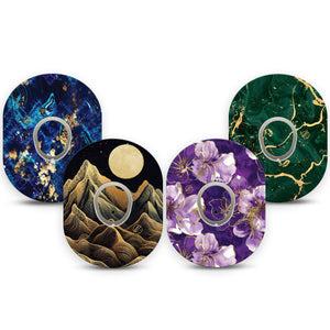 ExpressionMed Midnight Gold Dexcom G7 and Dexcom Stelo Glucose Biosensor System, tape and sticker  Gold detail prints Decorative Decal for CGM