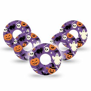 ExpressionMed Happy Halloween Freestyle Libre 3 Tape 5-Pack Purple Halloween Motifs Adhesive Tape CGM Design