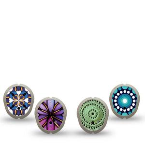 ExpressionMed Radiant Spectrum Dexcom G7 and Dexcom Stelo Glucose Biosensor System Sticker, 4-Pack Sticker Floral gemtones Sensor Cover for Continuous Glucose Monitor