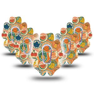 ExpressionMed Fruit Stickers Dexcom G6 Flower, 5-Pack Tape and 5-Pack Sticker Fresh fruit print Fixing Ring Patch for Continuous Glucose Monitor