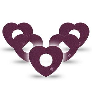 ExpressionMed Wine Red Infusion Set Heart Shape Tape, 10-Pack Tape Wine Plum Inspired, Adhesive Tape Continuous Glucose Monitor Design