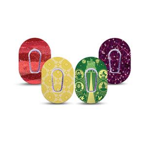 ExpressionMed Somewhere Over the Rainbow Variety Pack Dexcom G6 Mini Tape, 4-Pack Tape and 4-Pack Sticker Variety, Dazzling Dorthy Inspired, Adhesive Tape CGM Design