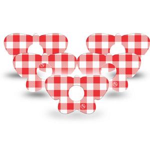 ExpressionMed Red Gingham Freestyle Libre 3 and Libre 3 Plus Butterfly, 5-Pack Picnic plaid Waterproof Sensor Cover for Continuous Glucose Monitor