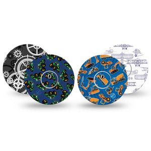 ExpressionMed Mighty Machines Variety Pack Freestyle Libre 3 and Libre 3 Plus Sticker and Tape  Trucks and Planes, Vinyl Sticker and Tape Pairing CGM Design