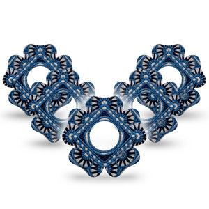ExpressionMed Indigo Loomwork Infusion Flower, 10-Pack Woven fabric inspired Fixing Ring Patch For Pump