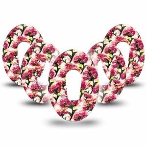ExpressionMed Maroon Flowers Dexcom G6 Tape, 5-Pack Tape Crimson Flowers, Plaster Continuous Glucose Monitor Design