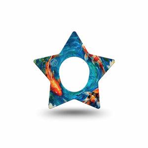 ExpressionMed Koi Pond Dexcom G7 and Dexcom Stelo Glucose Biosensor System Star, Single Tape floral koi print Overlay Tape for CGM