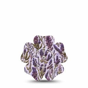 ExpressionMed Stitched Bloom Freestyle Libre, Libre 2 Plus, and Abbott Lingo Flower, Single Tape and Single Sticker Purple embroidery Adhesive Tape for CGM