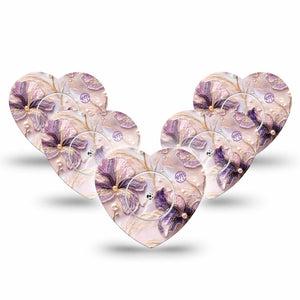 ExpressionMed Pink Pearls Freestyle Libre, Libre 2 Plus, and Abbott Lingo Heart, 5-Pack Tape and 5-Pack Sticker Frosty pink  Plaster for Continuous Glucose Monitor