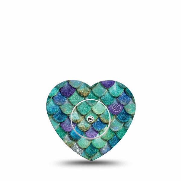 ExpressionMed Mermaid Scales Freestyle Libre, Libre 2 Plus, and Abbott Lingo Heart, Single Tape and Single Sticker aquatic texture design Decorative Adhesive Tape for CGM