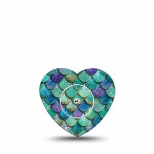 ExpressionMed Mermaid Scales Freestyle Libre, Libre 2 Plus, and Abbott Lingo Heart, Single Tape and Single Sticker aquatic texture design Decorative Adhesive Tape for CGM