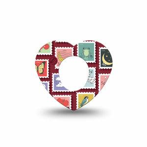 ExpressionMed Postage Stamp Dexcom G7 and Dexcom Stelo Glucose Biosensor System Heart, Single Tape Variety postage stamps Decorative Patch for CGM