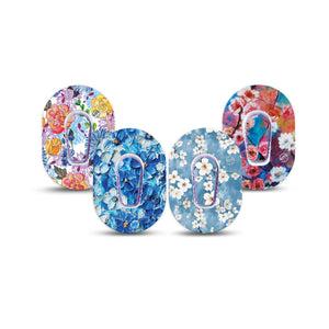 ExpressionMed Sakura Sky Variety Pack Dexcom G6 Mini Tape 4-Pack Tape and 4-Pack Sticker Variety Bright Cherry Blossoms, Adhesive Tape CGM Design