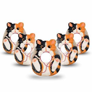 ExpressionMed Playful Kitten Infusion Set Gumdrop Shape Tape, 10-Pack Tape Orange Black White Cat, Adhesive Tape CGM Design