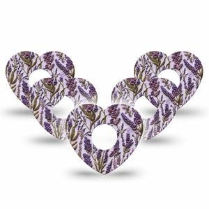 ExpressionMed Stitched Bloom Freestyle Libre 3 and Libre 3 Plus Heart, 5-Pack Purple embroidery Overlay Tape for Continuous Glucose Monitor