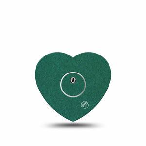 ExpressionMed Forest Green Freestyle Libre 3 and Libre 3 Plus Heart Shape Tape, Single Tape and Single Sticker Pantone 7727U, Patch CGM Design