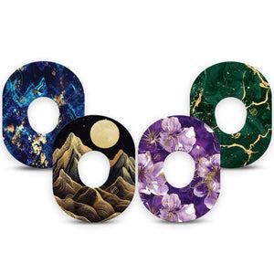 ExpressionMed Midnight Gold Dexcom G7 and Dexcom Stelo Glucose Biosensor System, 4-Pack Tape Array of prints Fixing Ring Tape for Continuous Glucose Monitor