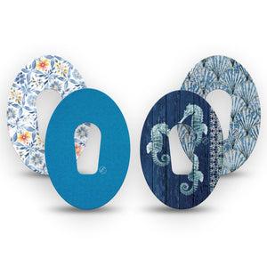 ExpressionMed Seascape Dexcom G6, 4-Pack Tape marine inspired artwork Decorative Adhesive Tape for CGM