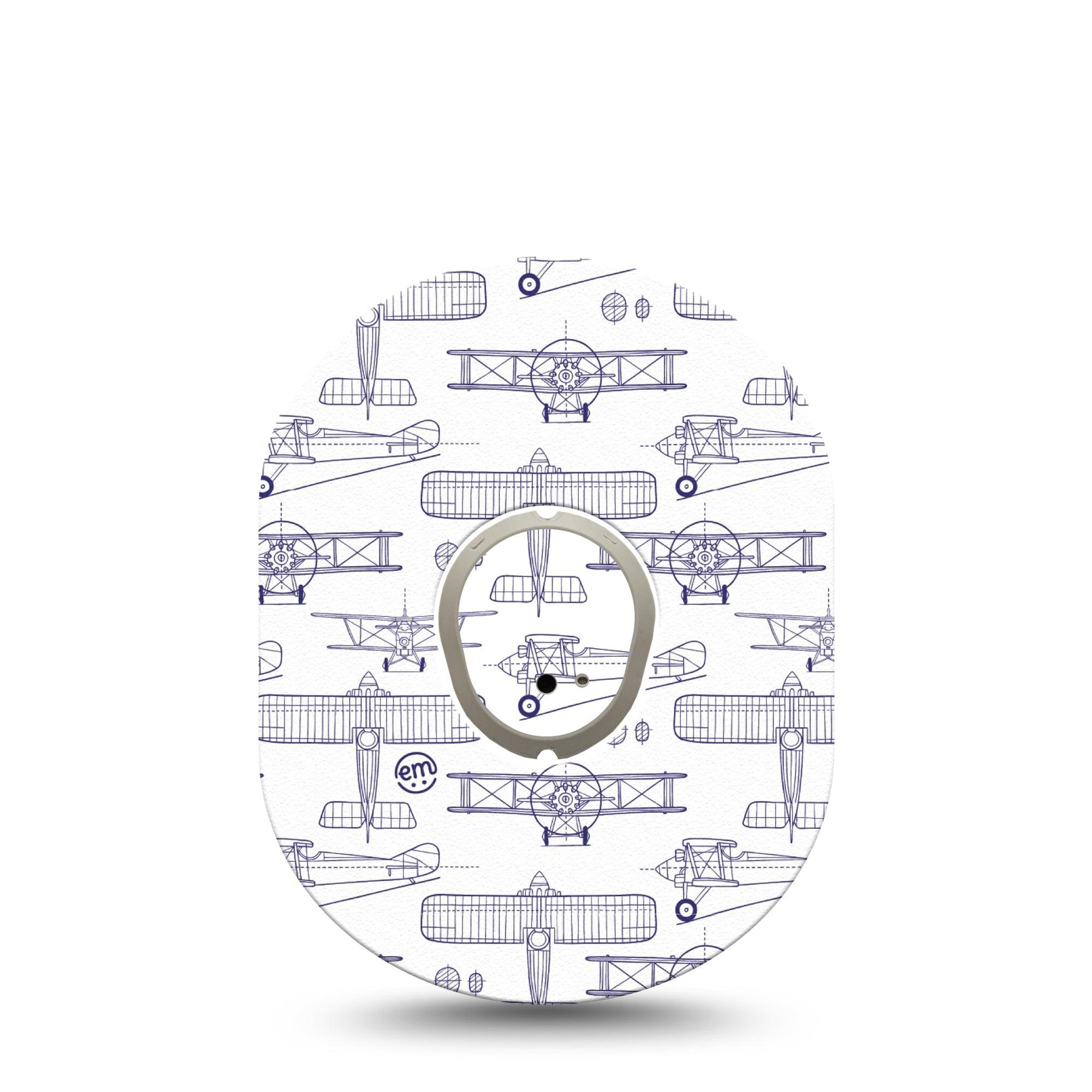 ExpressionMed Airplane Dexcom G7 Sticker and Tape, Dexcom Stelo Glucose Biosensor System, Glider Planes, Vinyl Sticker and Tape Pairing Continuous Glucose Monitor Design