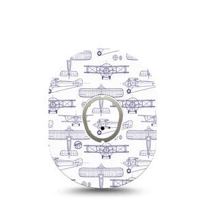ExpressionMed Airplane Dexcom G7 Sticker and Tape, Dexcom Stelo Glucose Biosensor System, Glider Planes, Vinyl Sticker and Tape Pairing Continuous Glucose Monitor Design