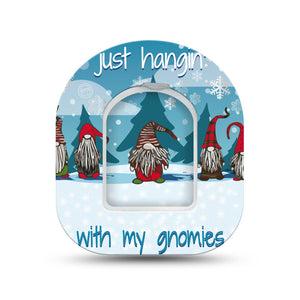 ExpressionMed Gnomies Omnipod Surface Center Sticker and Mini Tape Winter Snowing Gnome Friends Vinyl Sticker and Tape Design Pump Design