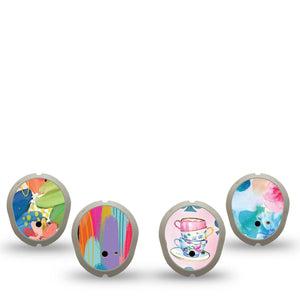 ExpressionMed Soft-Tone Dexcom G7 and Dexcom Stelo Glucose Biosensor System Sticker, 4-Pack Sticker soft abstract style Sensor Cover for Continuous Glucose Monitor