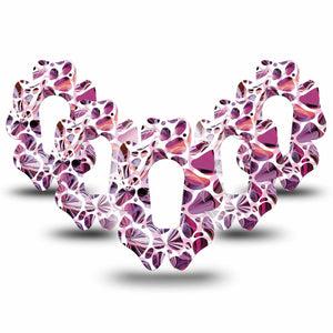 ExpressionMed Purple Pebbles Dexcom G6 Flower Shape Tape 5-Pack Tape Shimmering Stones, Adhesive Patch Continuous Glucose Monitor Design