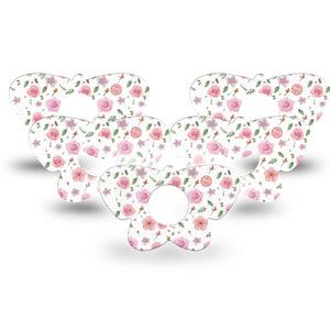ExpressionMed Pastel Flower Infusion Set Butterfly Shape Tape 10-Pack Tape Pale Butterflys, Plaster Continuous Glucose Monitor Design
