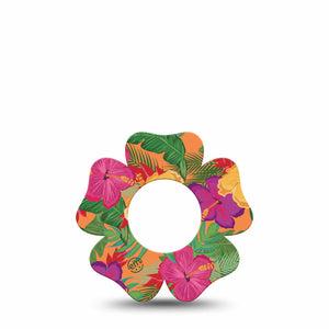 ExpressionMed Bright Hibiscus Freestyle Libre 2 and Libre 2 Plus Flower Shape Tape, Abbott Lingo, Single Tape Sunny Petals Plaster CGM Design