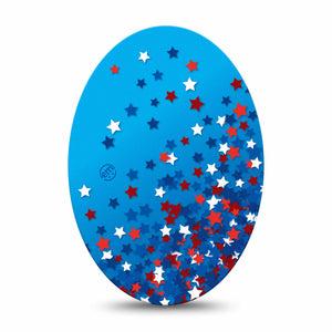 ExpressionMed Confetti Stars Medtronic Guardian Enlite Universal Oval Single Tape Popping Fourth Of July Stars, Plaster CGM Design