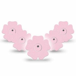 ExpressionMed Baby Pink Freestyle Libre 3 and Libre 3 Plus Flower Shape Tape, 5-Pack Tape and 5-Pack Sticker Color Sample Inspired, Overlay Tape CGM Design