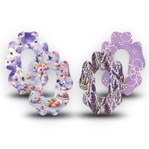 ExpressionMed Garden Party Dexcom G6 Flower, 4-Pack Tape Soft purple tones Overlay Patch for Continuous Glucose Monitor