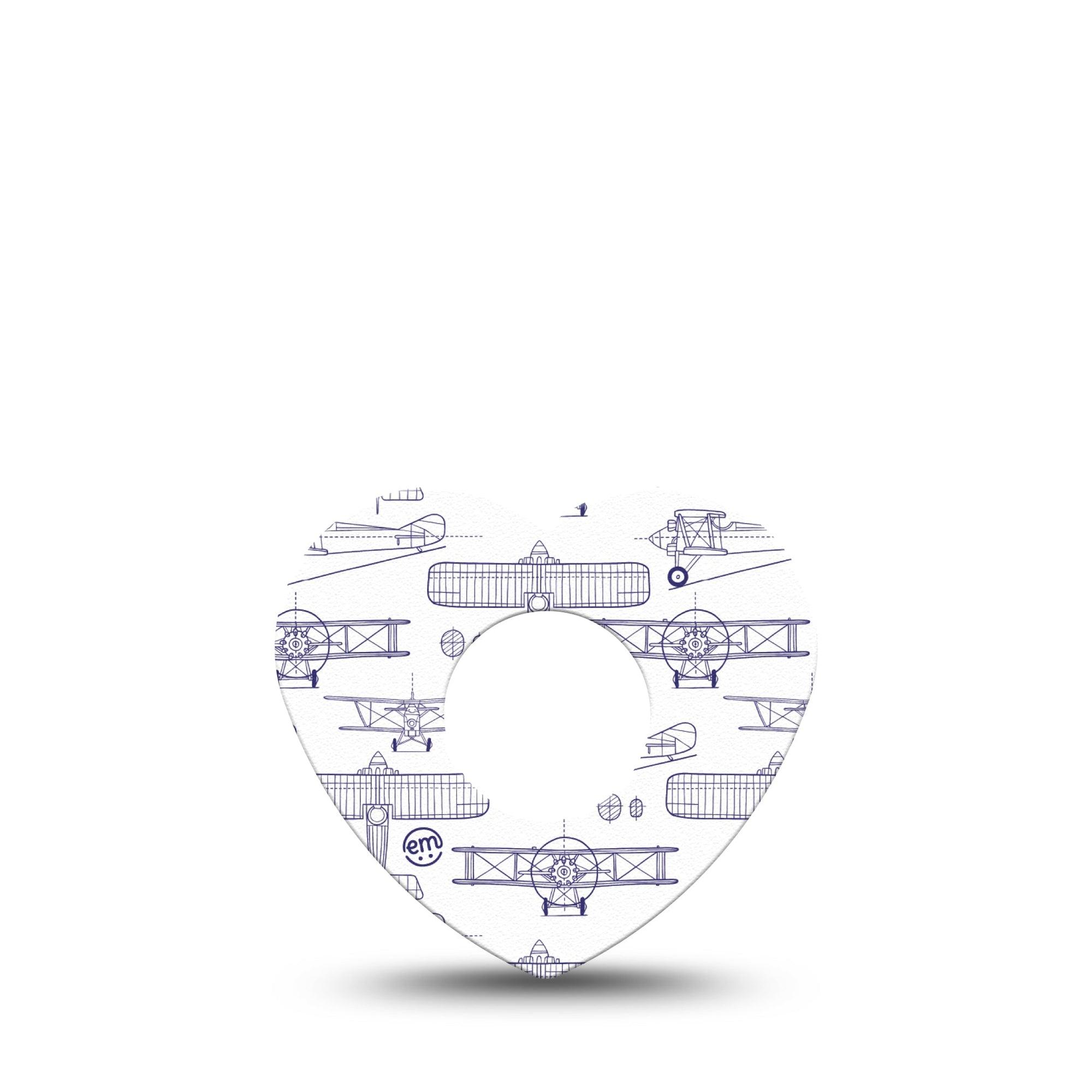 ExpressionMed Airplane Infusion Set Heart Shape Tape, 5-Pack Tape Aircraft Drawings, Adhesive Tape Continuous Glucose Monitor Design