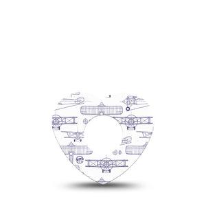 ExpressionMed Airplane Infusion Set Heart Shape Tape, 5-Pack Tape Aircraft Drawings, Adhesive Tape Continuous Glucose Monitor Design