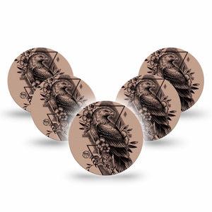 ExpressionMed Hawk Freestyle Libre 3 and Libre 3 Plus Overpatch, 5-Pack Tape Tattoo Inspired, Adhesive Patch CGM Design