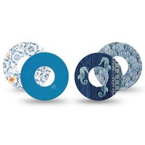 ExpressionMed Seascape Freestyle Libre, Libre 2 Plus, and Abbott Lingo, 4-Pack Tape marine inspired artwork Decorative Patch for Continuous Glucose Monitor