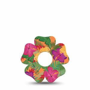 ExpressionMed Bright Hibiscus Freestyle Libre 3 and Libre 3 Plus Flower Shape Tape Single Tape Elegant Rose Overlay Tape CGM Design