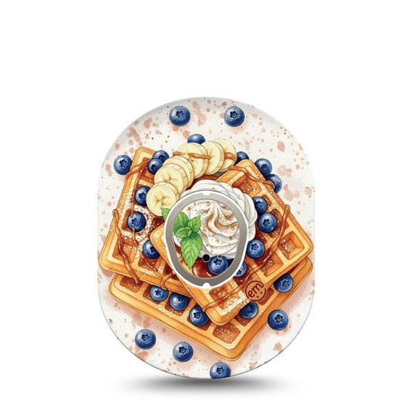 ExpressionMed Breakfast Dexcom G7 and Dexcom Stelo Glucose Biosensor System, Single Tape and Single Sticker Plate of waffles Overlay Patch for CGM
