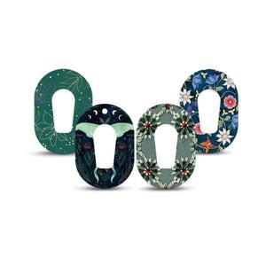 ExpressionMed Muted Mosses Variety Pack Dexcom G6 Mini Tape, 4-Pack Tape Variety, Wildflowers in Blue Green, Adhesive Tape CGM Design