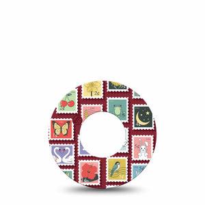 ExpressionMed Postage Stamp Freestyle Libre, Libre 2 Plus, and Abbott Lingo, Single Tape Illistrated postage stamps Fixing Ring Patch for CGM