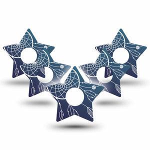 ExpressionMed Blue Dreamcatcher Freestyle Libre 3 and Libre 3 Plus Star Shape Tape 5-Pack Tape Boho Decor Overlay Tape CGM Design