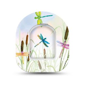 ExpressionMed Dragonfly Pod Mini Tape Single Sticker and Single Tape, Nature's Jewel Adhesive Patch Pump Design